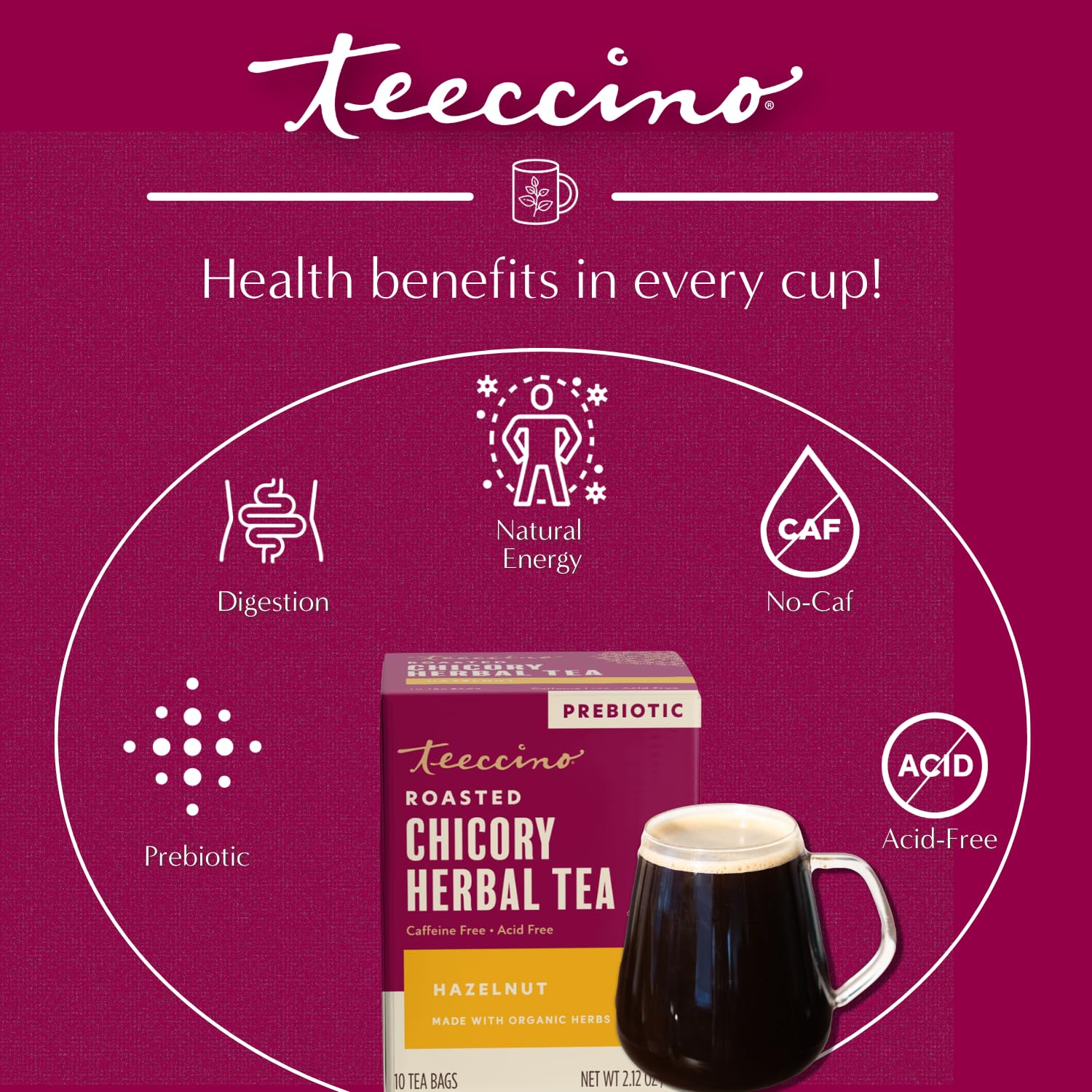 Amazon.com : Teeccino Hazelnut Roasted Herbal Tea - Caffeine Free