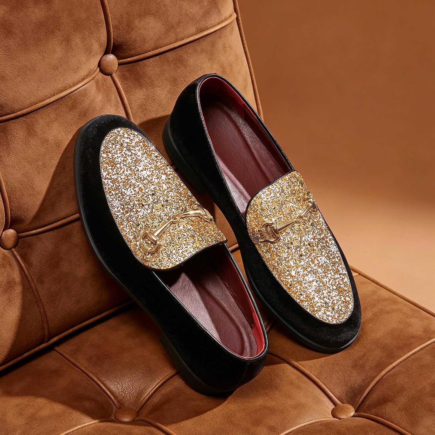 Men's Glitter Dress Shoes Sequins Slip-on Loafers Party Prom