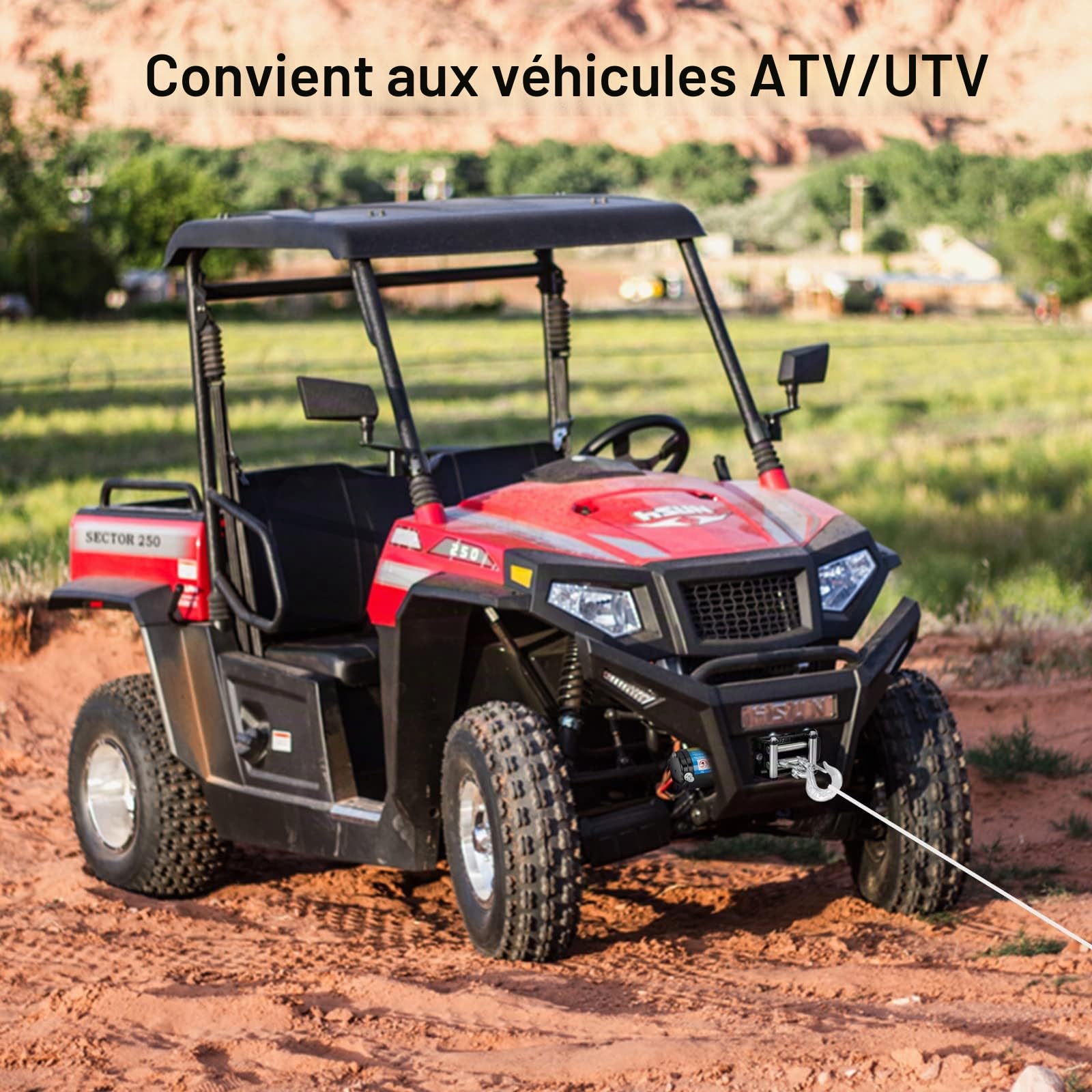 Treuil Électrique 12V, 4000 lbs DC 12V Kit de Treuil Électrique de Secours, Force de Traction 15m Câble en Acier Avec Télécommande Sans Fil pour Voiture, ATV, Remorque, Camion