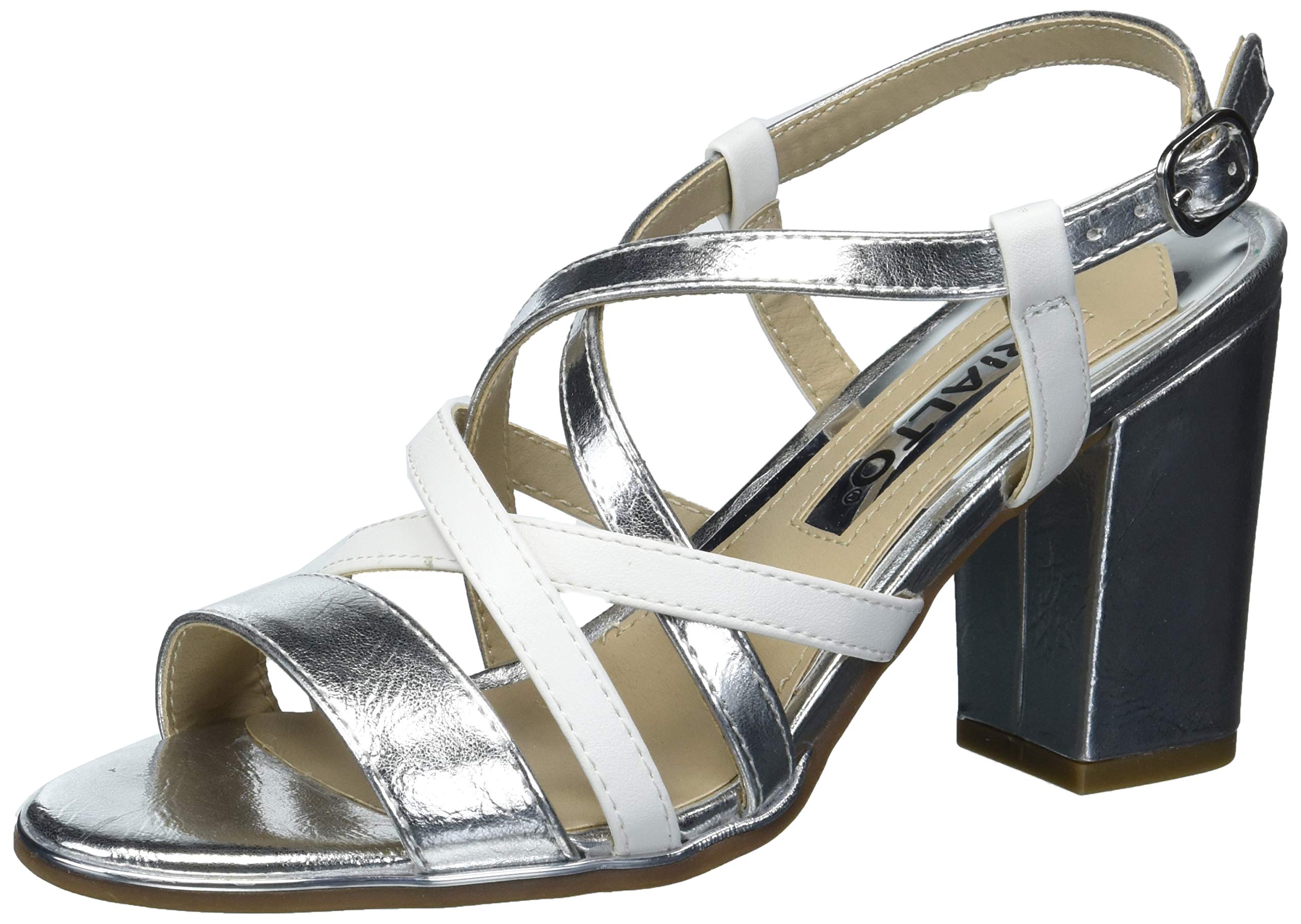 RIALTOShoes"WENG" Women's Sandal, Silver Metallic, 5.5