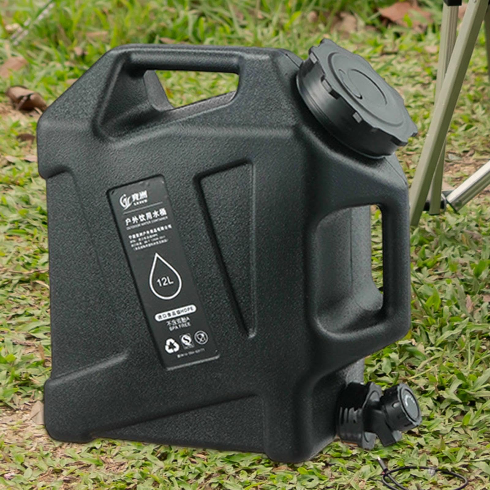 Récipient à Eau, Bidon d'eau avec Robinet, Jerrican de Stockage d'eau Portable, Seau à Eau pour La Pêche, Les Urgences, Le Camping, La Vaissel, Noir