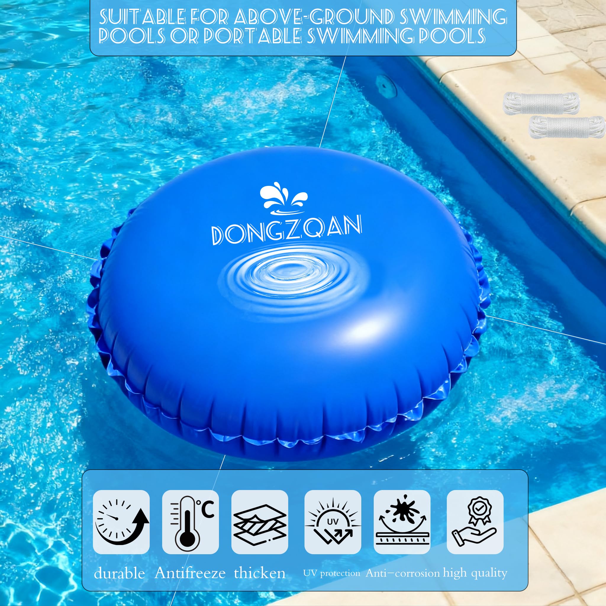 DONGZQAN Poolkissen Winter Rund, 2 Stück Pool Winterkissen, 120 * 120Cm Aufblasbare Poolabdeckung, 0,3 Mm Dickes PVC für Die Winterschwimmbadabdeckung