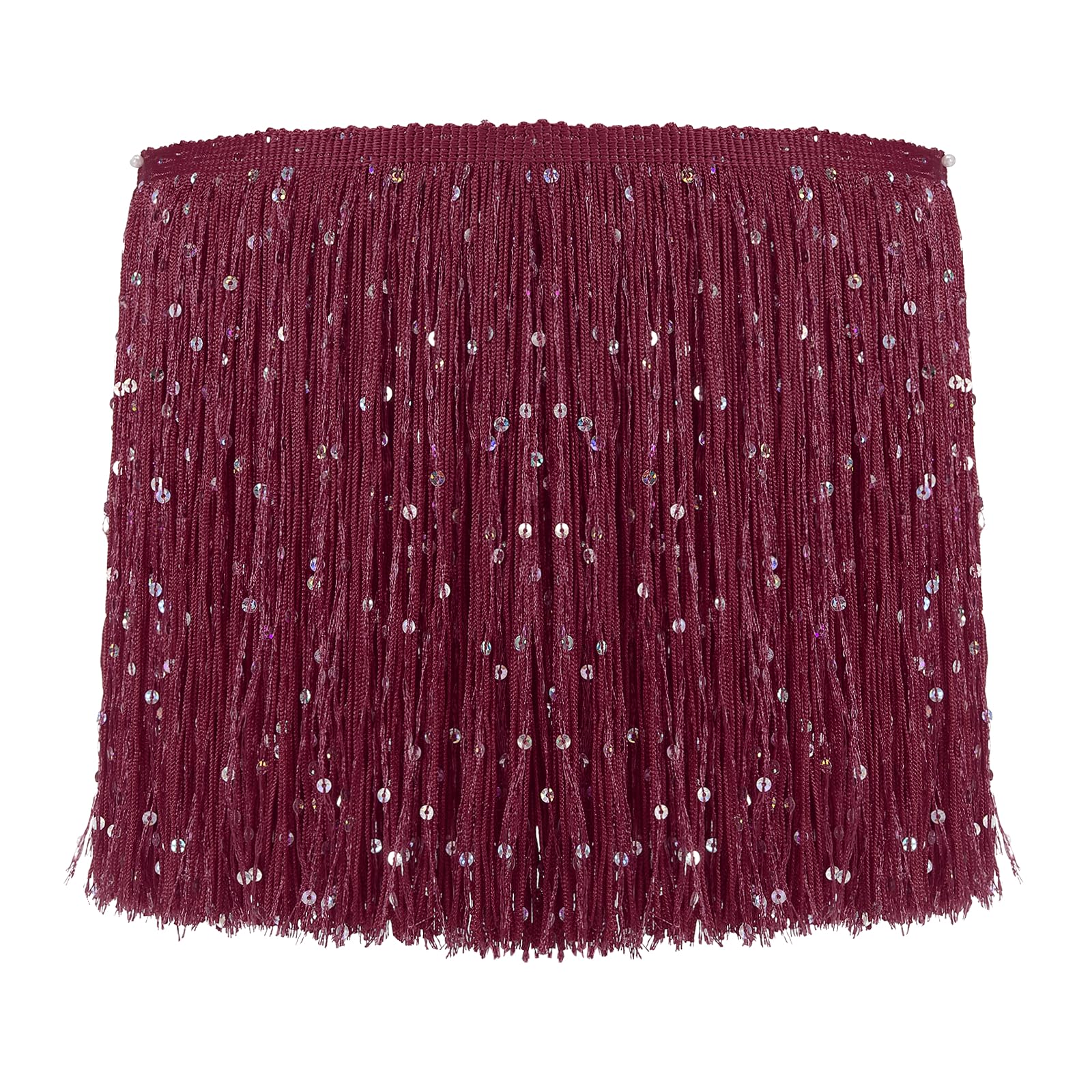Frange à chaînette à paillettes pour costume de scène et robe de fête rouge foncé