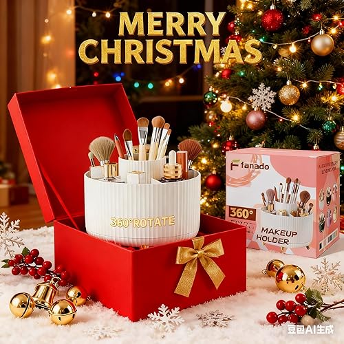 Miniatura 5 de fanado Organizador de brochas de maquillaje giratorio de 360, organizador de maquillaje, organización de maquillaje y almacenamiento de cuidado de