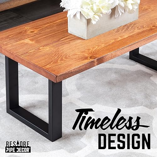 Miniatura 3 de PIPE DECOR Patas de mesa de metal, 18 pulgadas de altura, color negro, juego de 2 patas de acero industrial para mesas o bancos