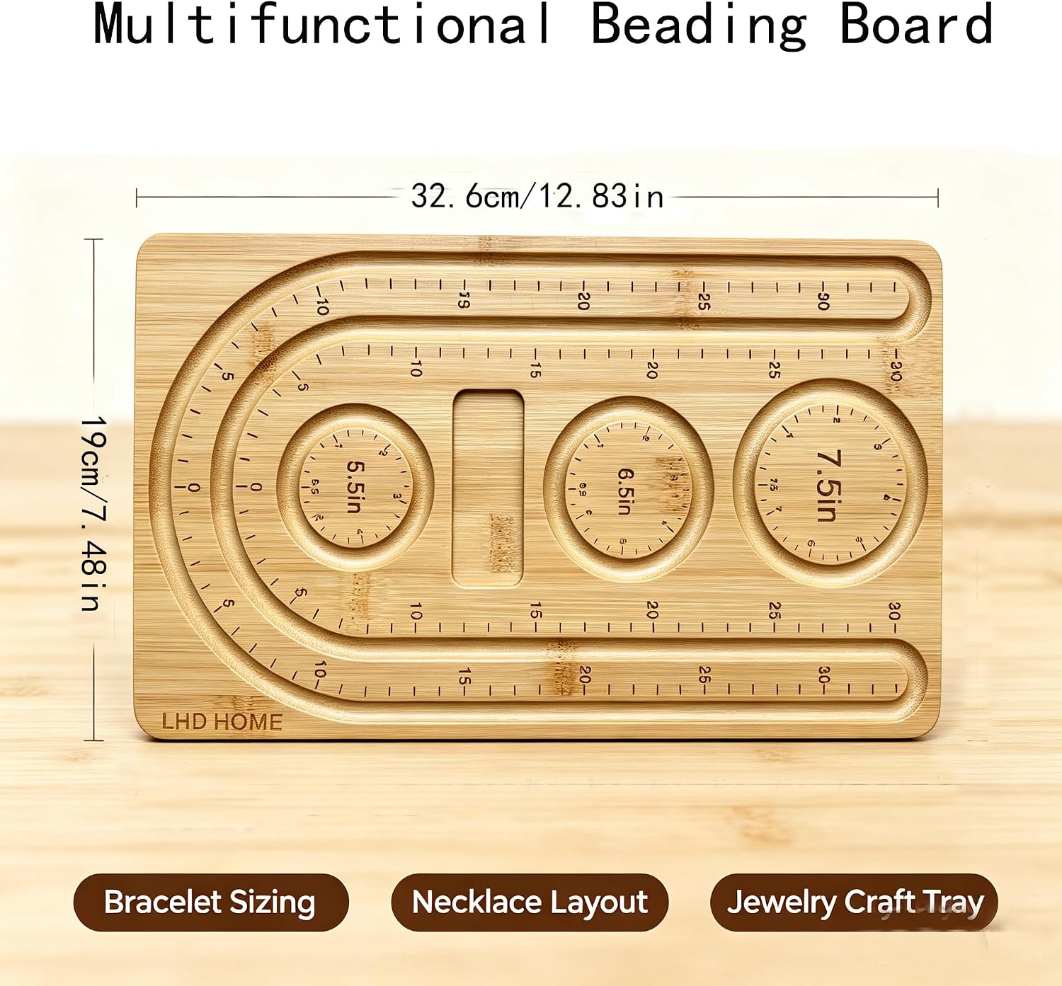 Beading Board for Jewelry Making,Bamboo Bracelet Design Tray with 5.5/6.5/7.5Inch,Beading Mat for Necklaces&Bracelets,Jewelry Making Supplies,DIY Craft Bead Board with Imperial Measurements for Adults