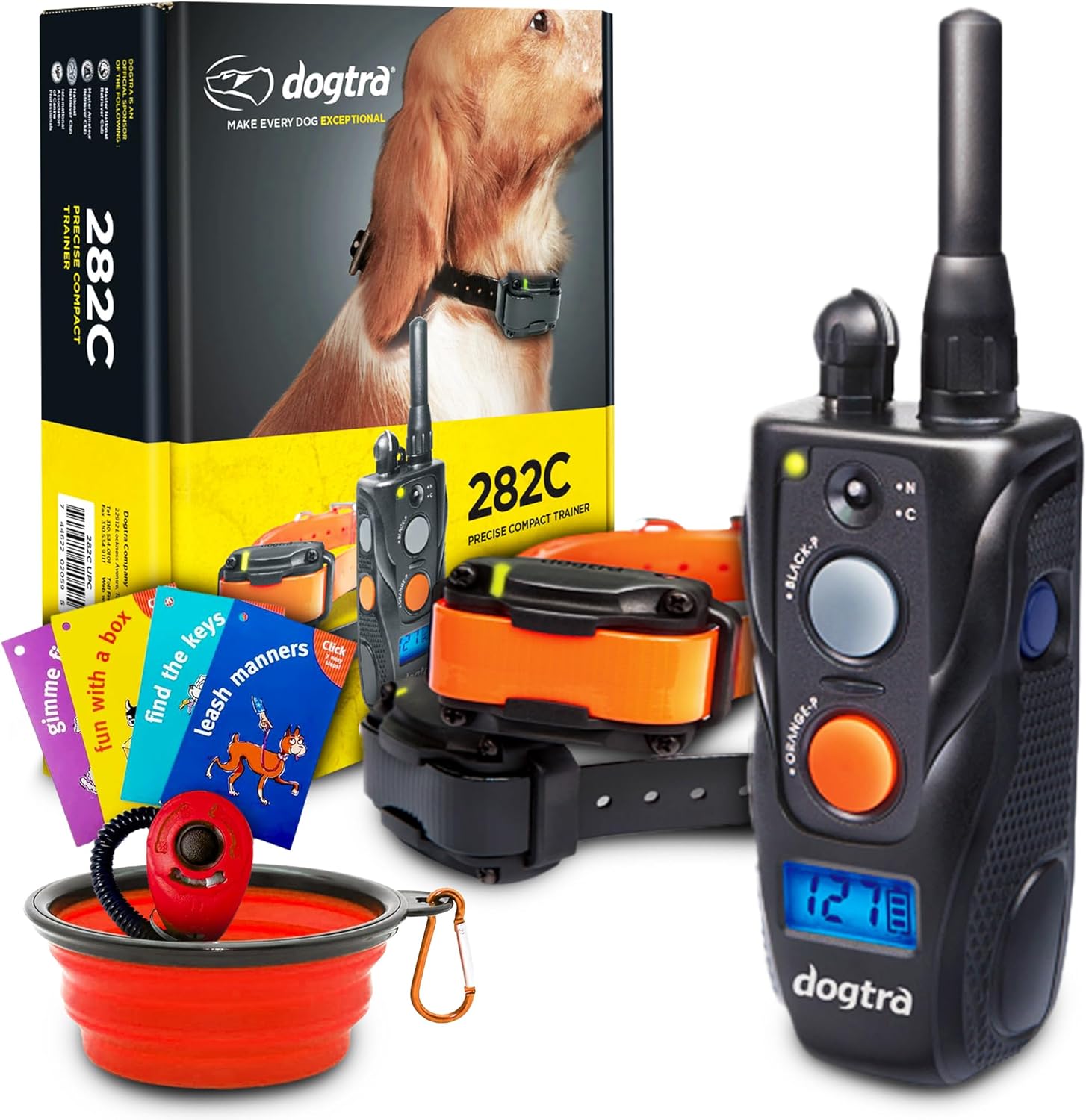 Dogtra 282C Remote Training E-Collar for 2 Dogs - 1/2 Mile Range, Waterproof, Electric Dog Collar for Obedience Training of Small to Medium Dogs, 127 Static Stimulation Levels, Vibration, Rechargeable