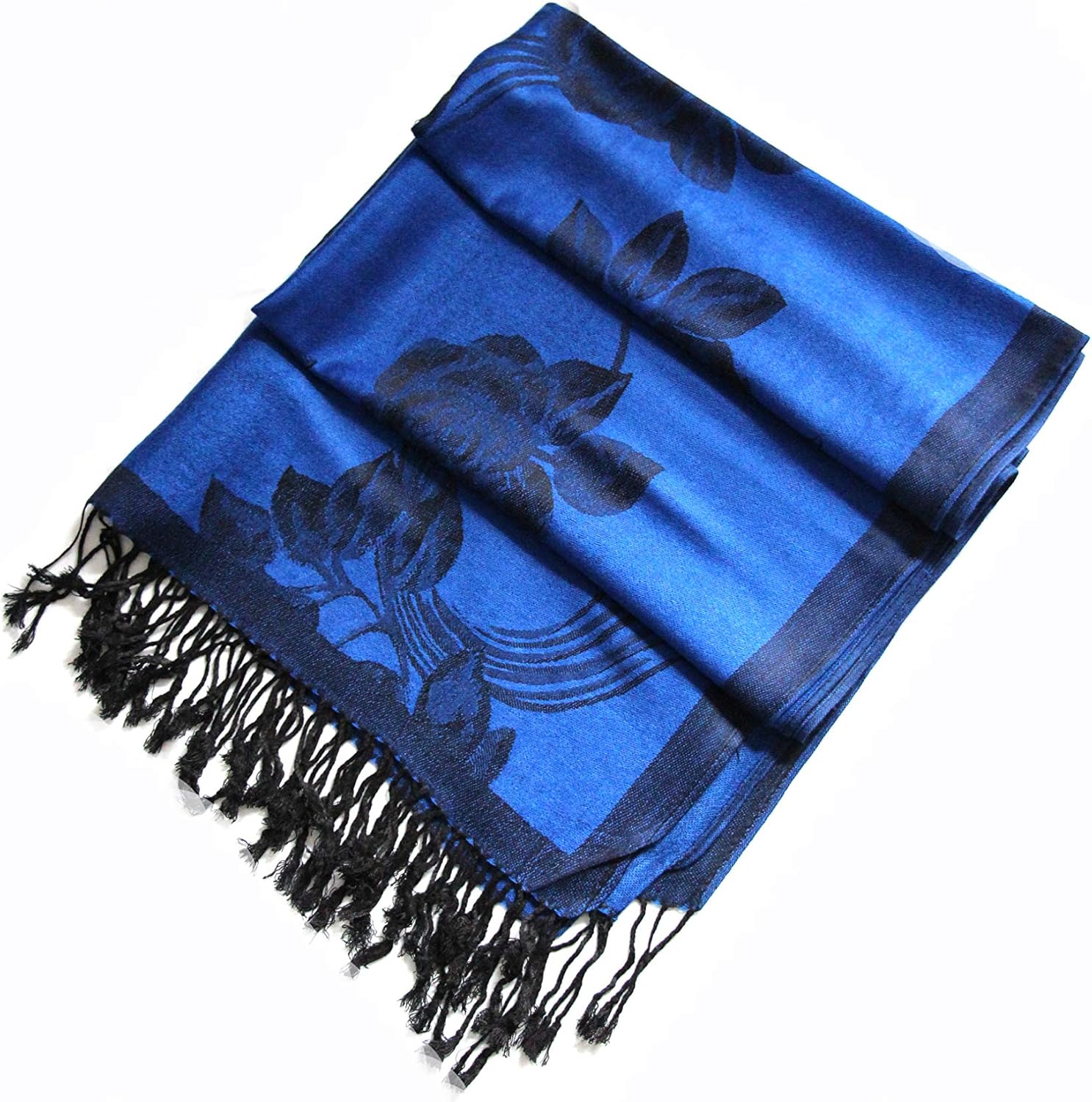 Sakkas Two Tone Floral Rose Reversible Pashmina Scarf Shawl Wrap Stole for Women - Image 3