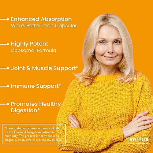 Miniatura 3 de WellPath Vital - Suplemento líquido de gotas de cúrcuma, curcumina de cúrcuma liposomal con extracto de pimienta negra para una mayor absorción, sin