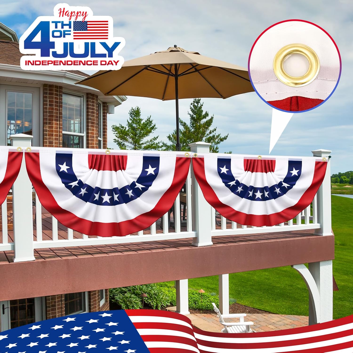 3 x 6 Feet 4 Pack American USA Pleated Half Fan Bunting Flags Outdoor Bunting Flags Patriotic Half Fan Banner Flag for Party Memorial Day Fourth of July Independence Day 4th of July Decorations - Image 5
