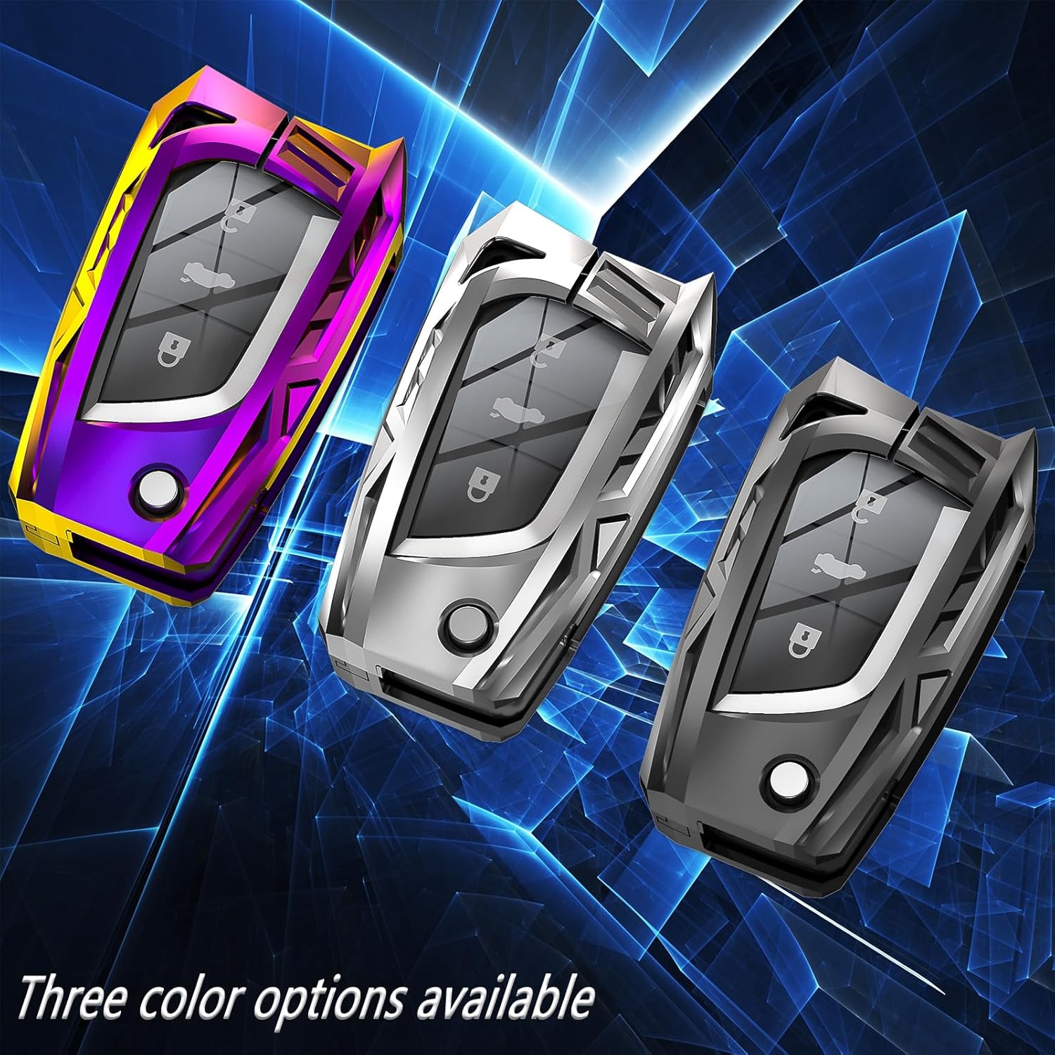 For Toyota Key Fob Cover,Keychain,Zinc Alloy Protection Car Key Case for Fortuner Tundra RAV4 Highlander Camry Corolla LE/SE Keys with Eject/fold Keyshell Accessories(For Toyota Style C Grey)