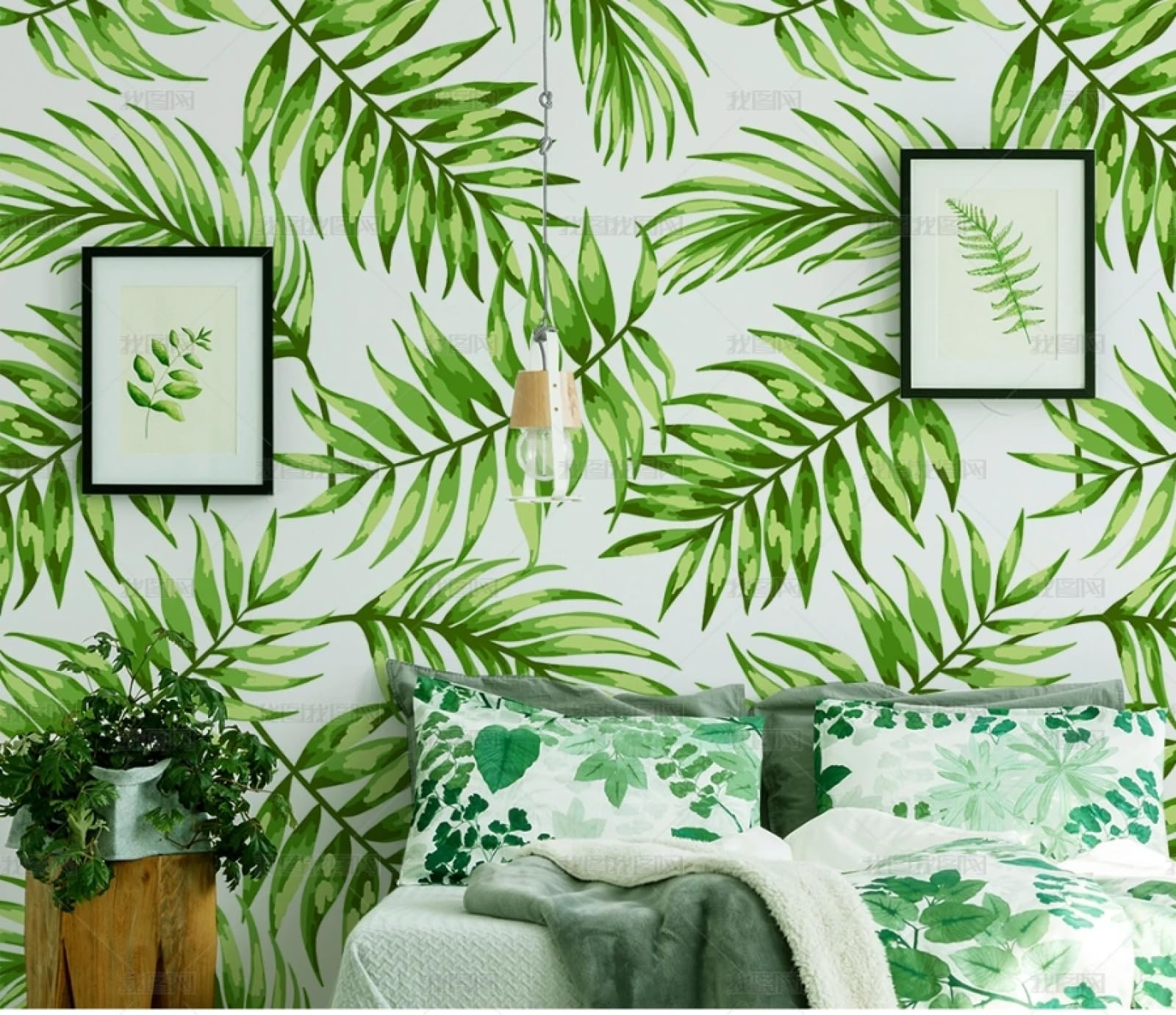 Papier peint autocollant feuilles palmier en vinyle adhésif pour meuble et décoration