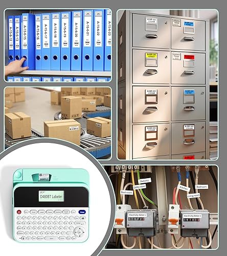 Miniatura 7 de Vixic D480BT 18mm Label Maker Machine with Tape Bundle with 4PK Label Extra Strength Tapes(Black on Yellow), QWERTY Keyboard Labeler with Backlit