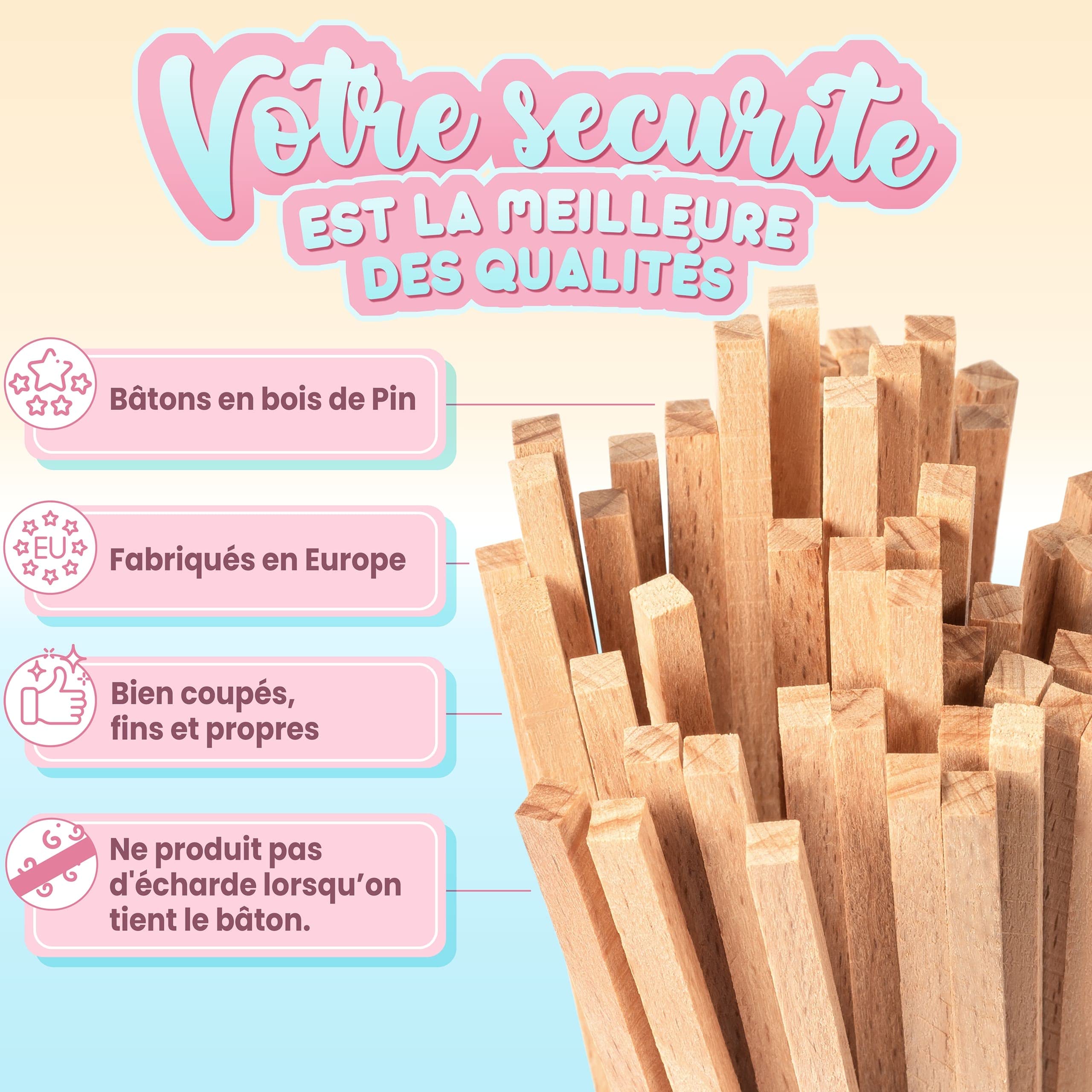 Bonbon En Gros GREENDOSO - 60 Bâtons Barbe à Papa | 28cm | | Fabriqué En France Bois Pin Sylvestre
