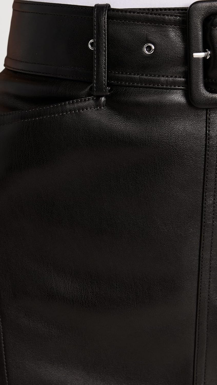 Theory Women's Belted Seam Faux Leather Skirt