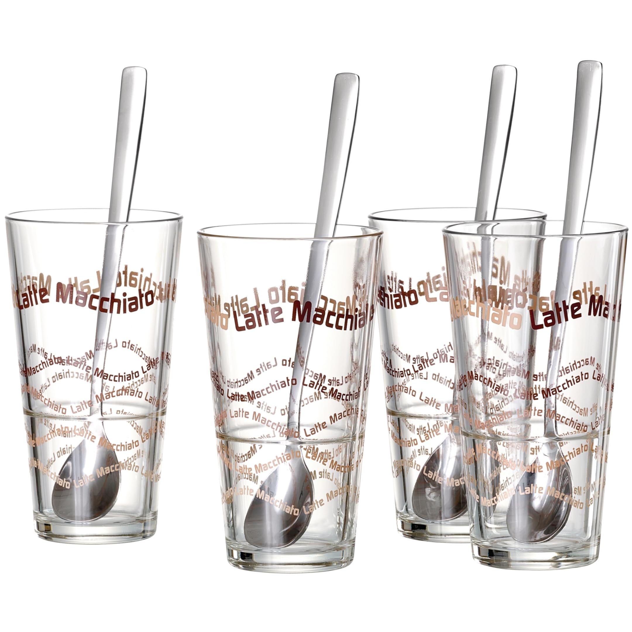 Ritzenhoff & Breker 124200 Latte Macchiato - Set di 8 Pezzi, Bicchieri + cucchiaino
