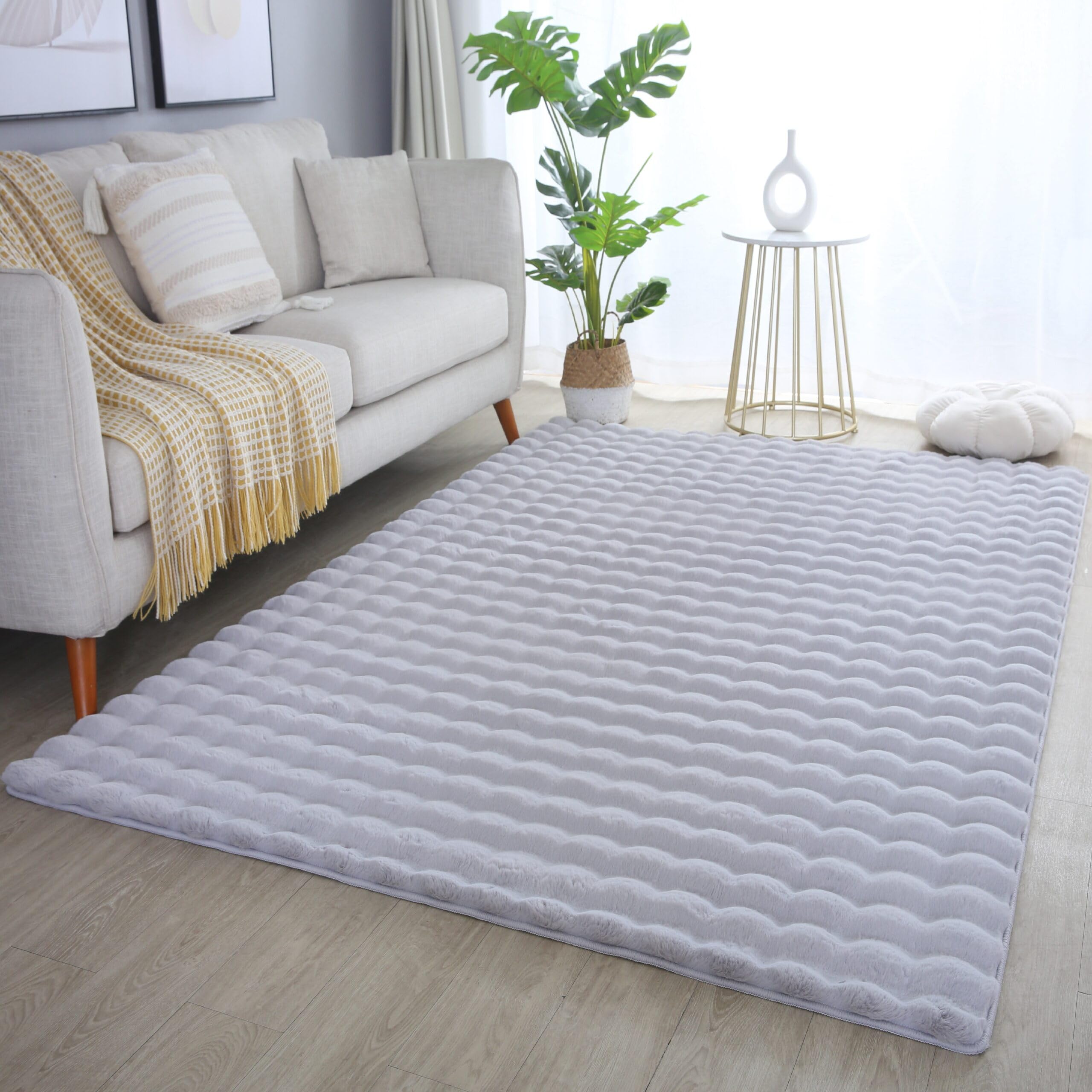 Orbie Soft Bobble Finish Modern Living Room Area Rug, Grey, 80x120cm โ image 1
