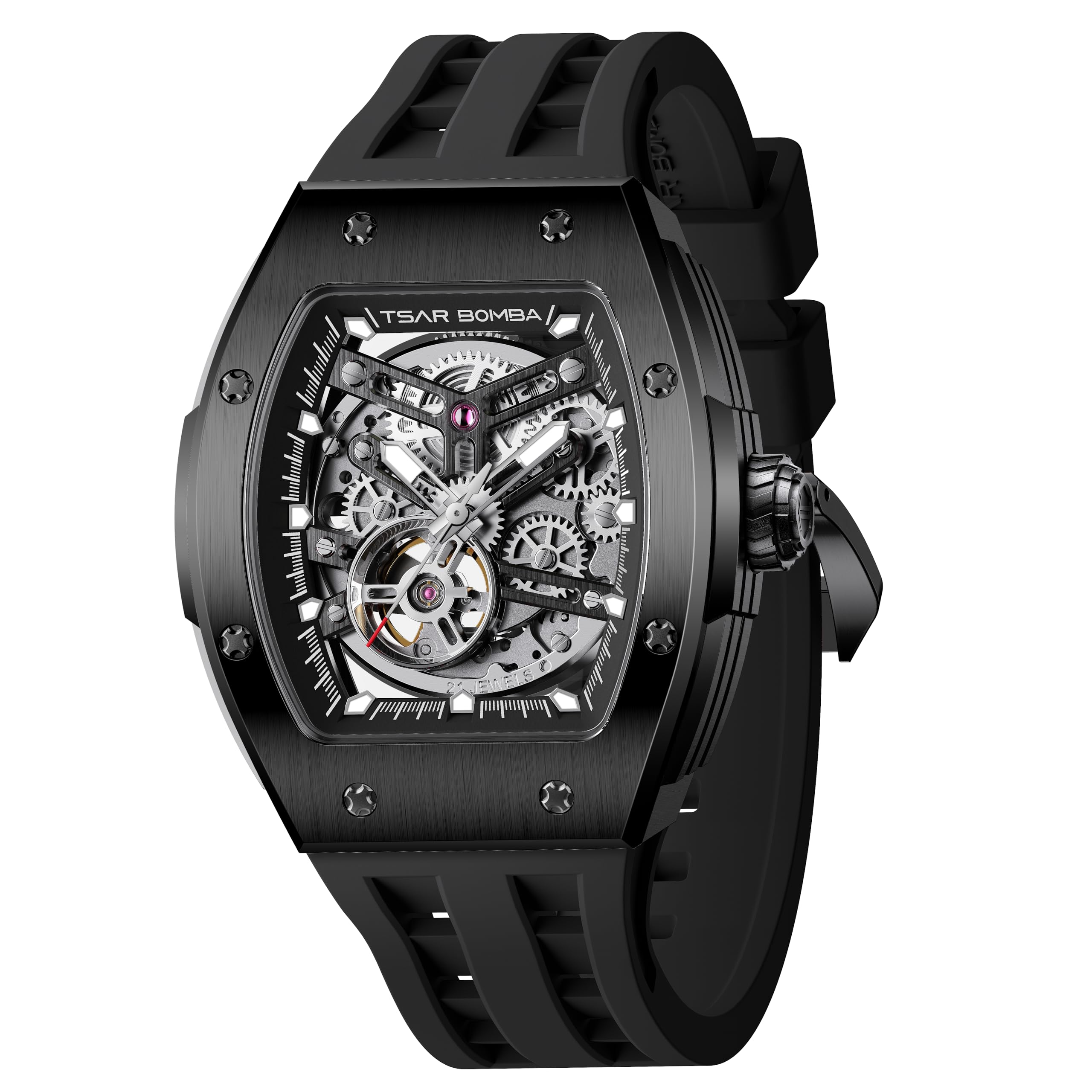 TSAR BOMBA Luxusuhr für Herren mit Quarzwerk, leuchtendem Zifferblatt, 5 ATM wasserdicht, Silikonarmband – Business-Herrenuhr als Festtagsgeschenk