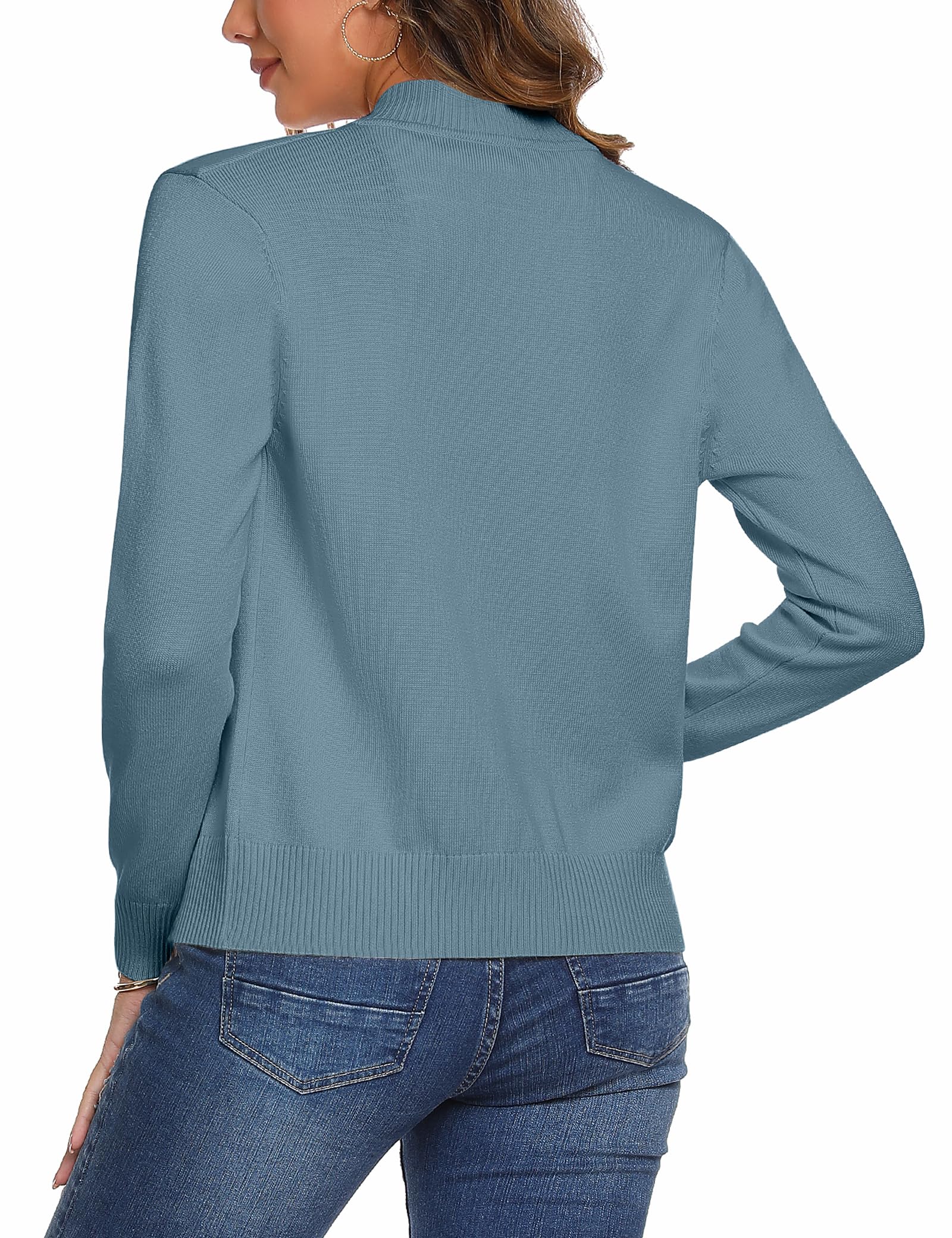 Aottori Cardigan Donna con Zip Maglione Cerniera Leggero Giacca in Maglia Elegante Golfino a Maniche Lunghe Pullover Aperta Casual per Primavera Autunno Invernale