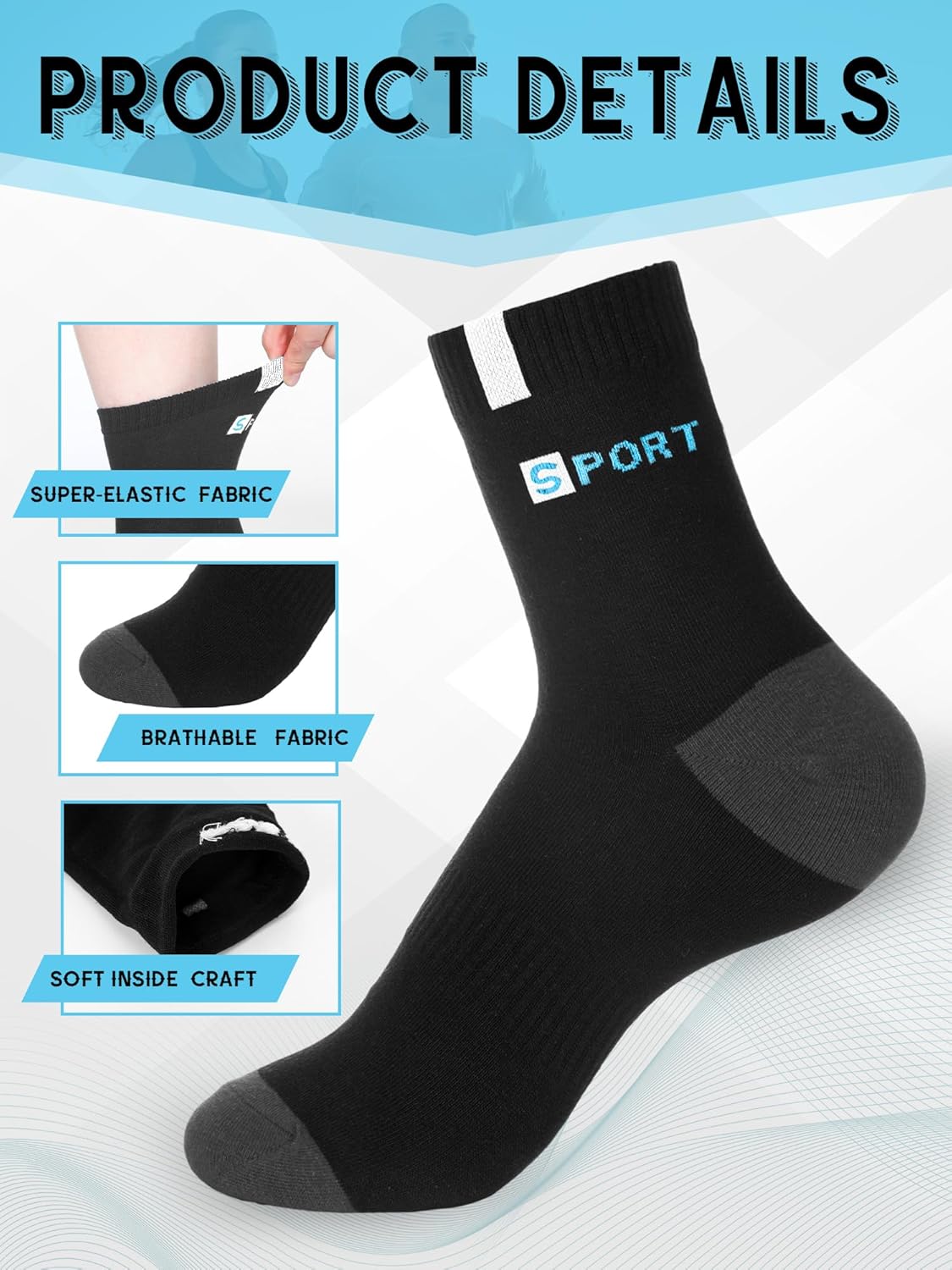 60 Pairs Mens Socks Bulk Homeless Thermal Winter Moisture Wicking Sports Ankle Sock for Men Unisex - Image 2