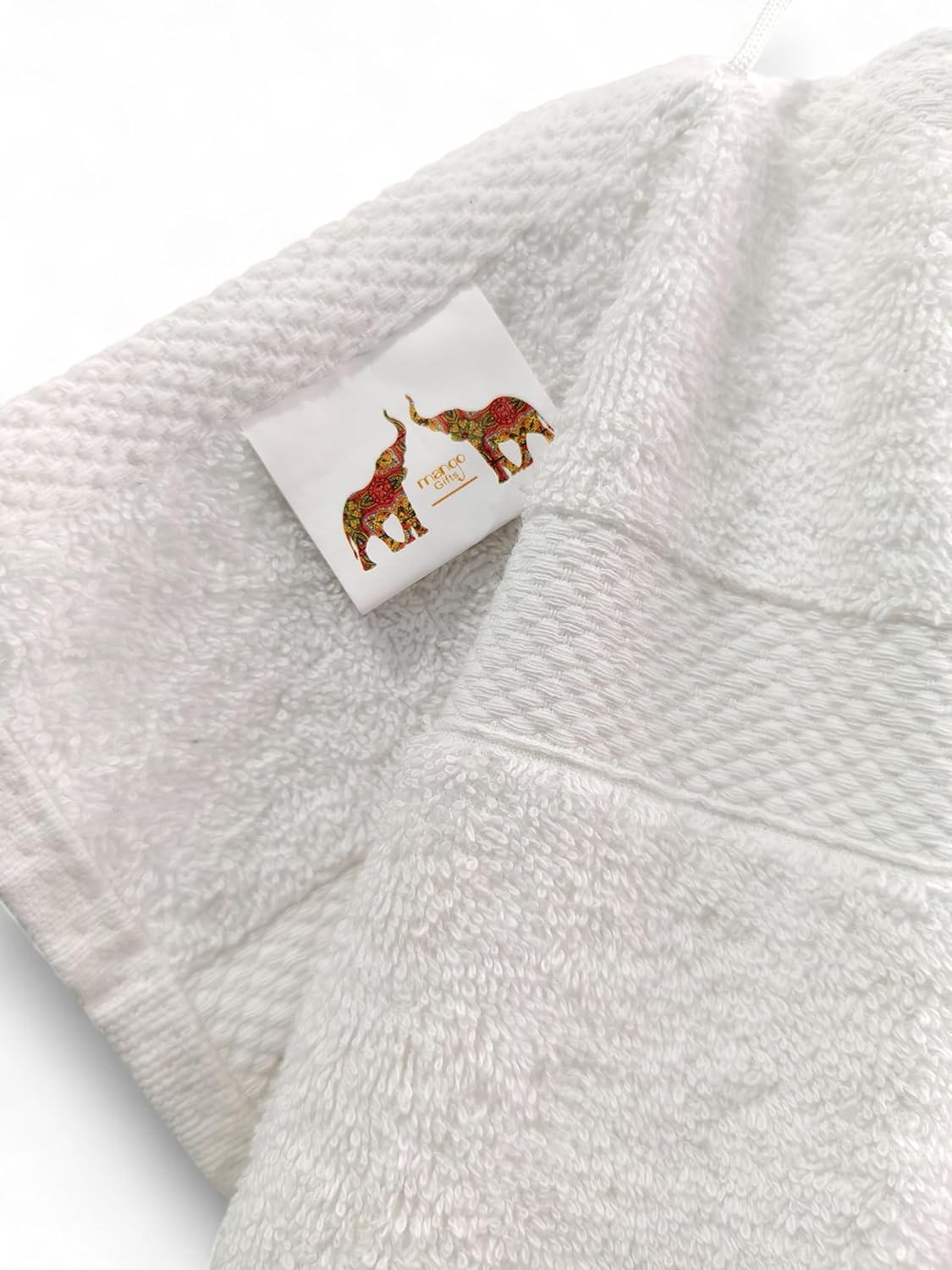Mango Gifts Luxury White Hand Towels Set of 6 – 100% Indian Cotton, Soft & Highly Absorbent, Hotel & Spa Bathroom Towels, 16 x 28 Inch