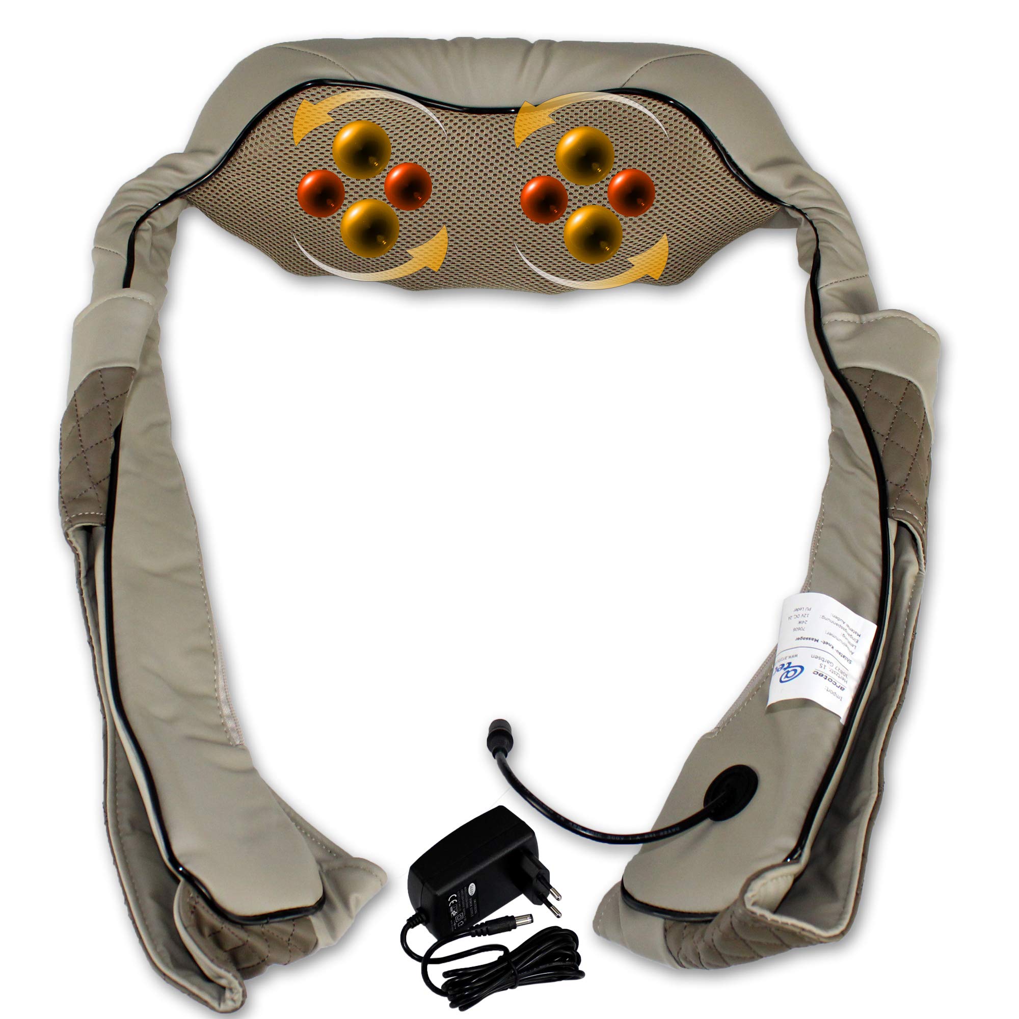 Shiatsu Massagegert mit Wrmefunktion fr Nacken, Schulter und Rcken   Knet- und Rollen-Massage mit 8 Massagekpfen und IR-Wrme zur Entspanung