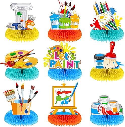 9 piezas de decoración de fiesta de pintura de panal de abeja, suministros de fiesta de salpicaduras de pintura para decoración temática de arte,