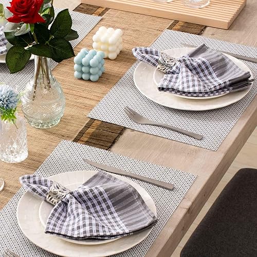 Miniatura 118 de AHHFSMEI Juego de 6 manteles individuales para mesa de comedor, manteles individuales de vinilo tejido de plástico, antideslizantes, aislamiento