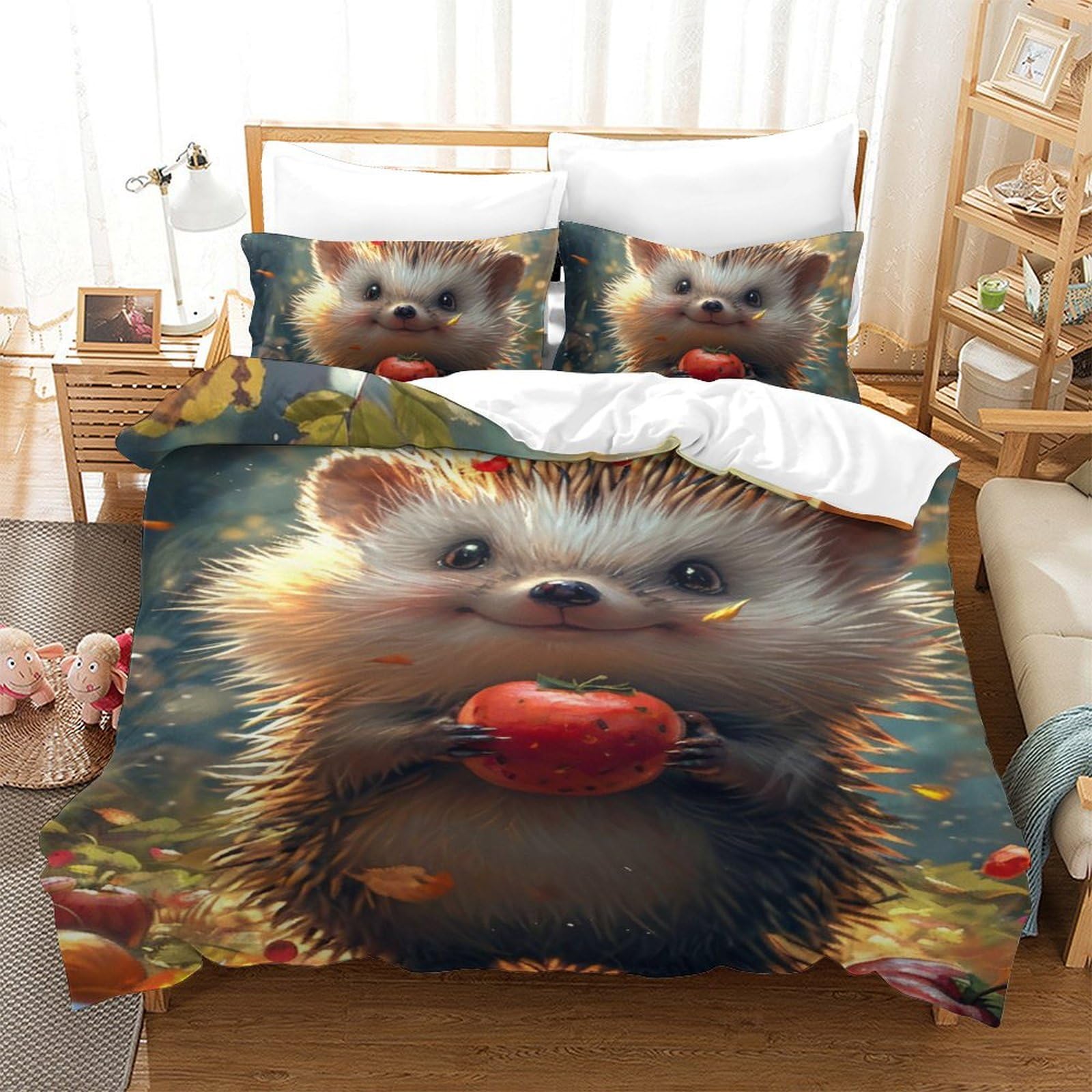 Housse de couette hérisson 3D 140x200 microfiltre lit simple