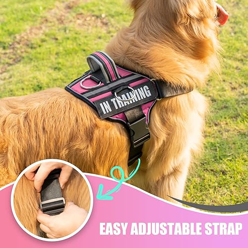 Miniatura 5 de Arnés reflectante para perro, arnés antideslizante sin tirones para perro con 8 parches para perros, arnés ajustable en servicio de entrenamiento
