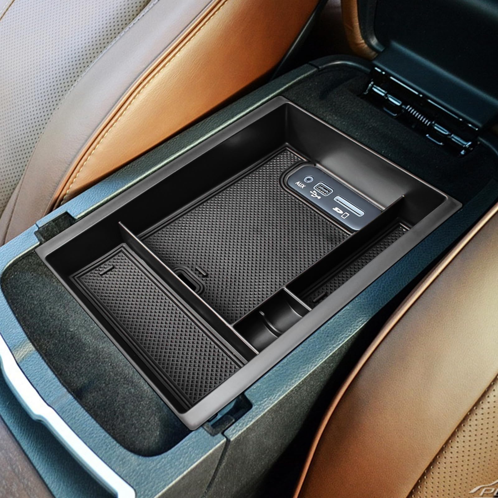 Center Console Organizer Compatible with Dodge Charger/Chrysler 300C 2011-2023 Armrest Storage Box Secondary Insert Tray Interior Accessories, Black