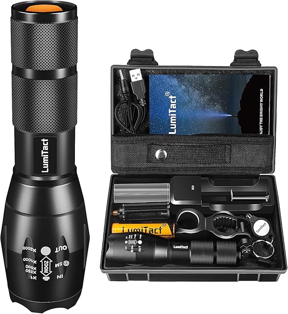 Lumitact G700 Led Torch Rechargeable Super Bright Led Tactical Flashlight 6000 Lumen Zoomable Handheld Torches for Camping Hiking Emergency