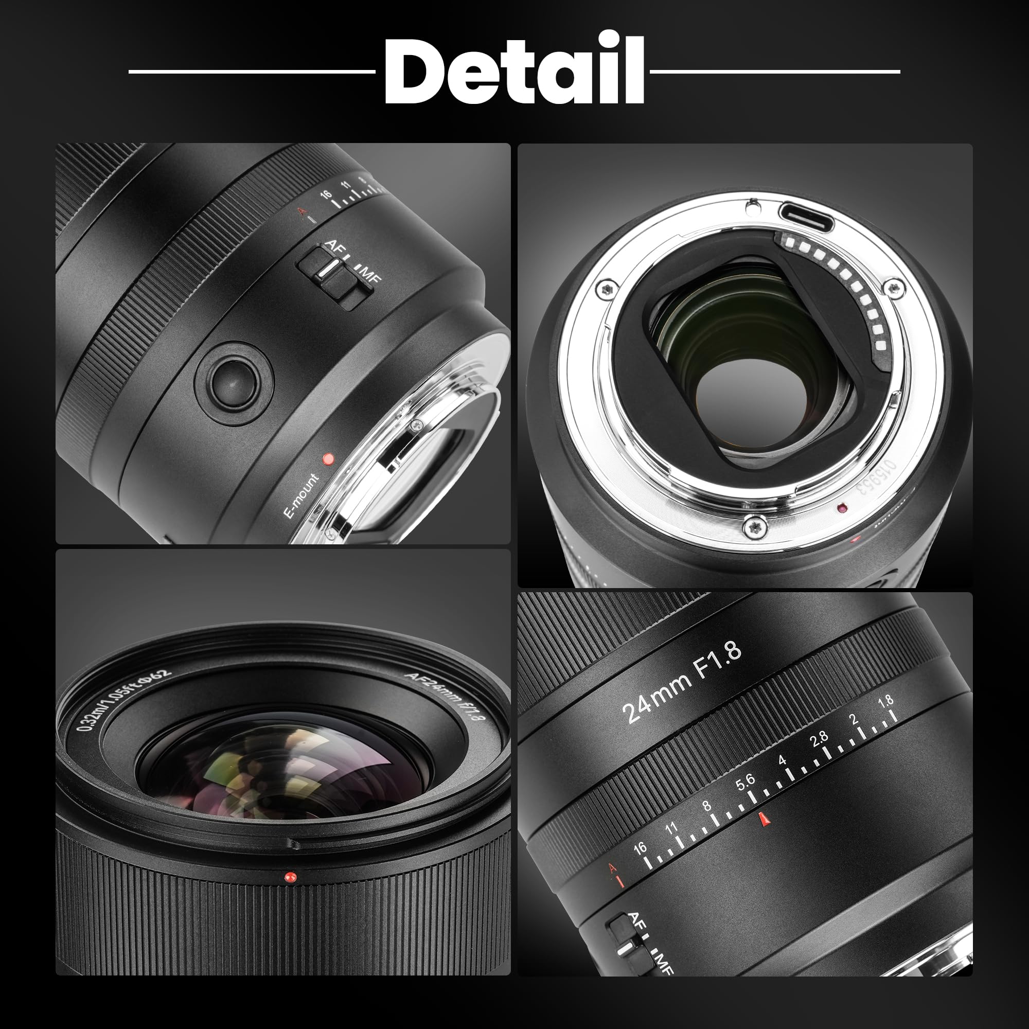 7artisans AF 24MM F1.8 autofocus Plein Format Objectif Full Frame Camera Lenses Large Aperture Wide Angle adapté Nikon Z Monture Z5 Z6 Z7 Z50 Z6Ⅱ Z7Ⅱ, Black