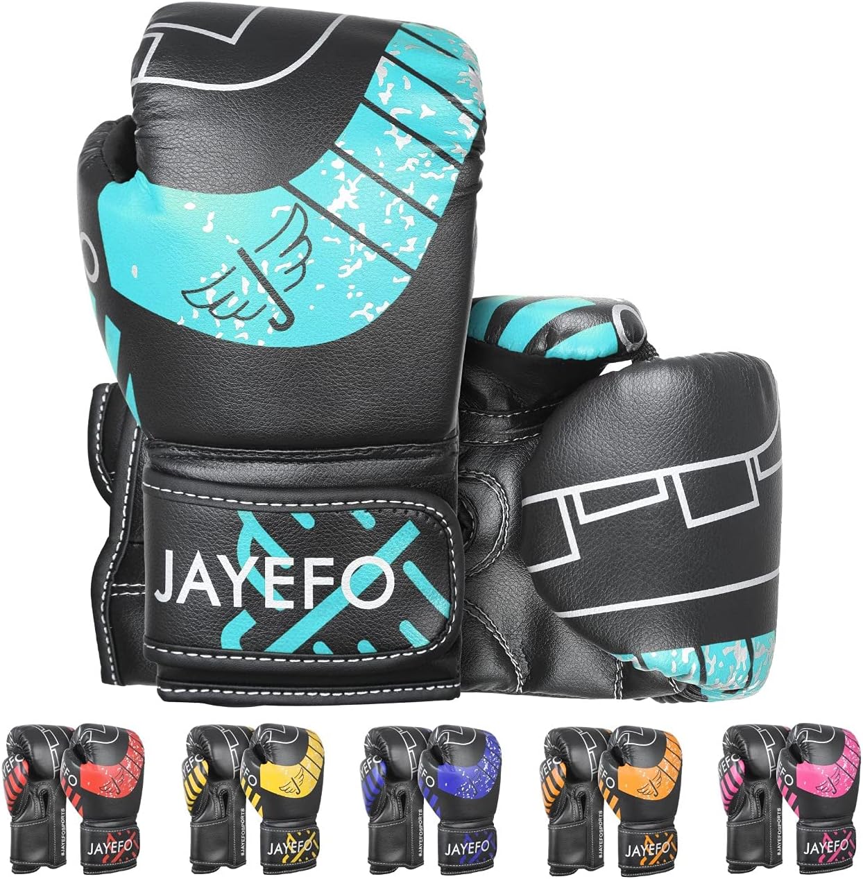 Jayefo Boxing Gloves for Kids & Children - Youth Boxing Gloves for Boxing, Kick Boxing, Muay Thai and MMA - Beginners Heavy Bag Gloves for Heavy Boxing Punching Bag - 4 and 6 Oz - Black