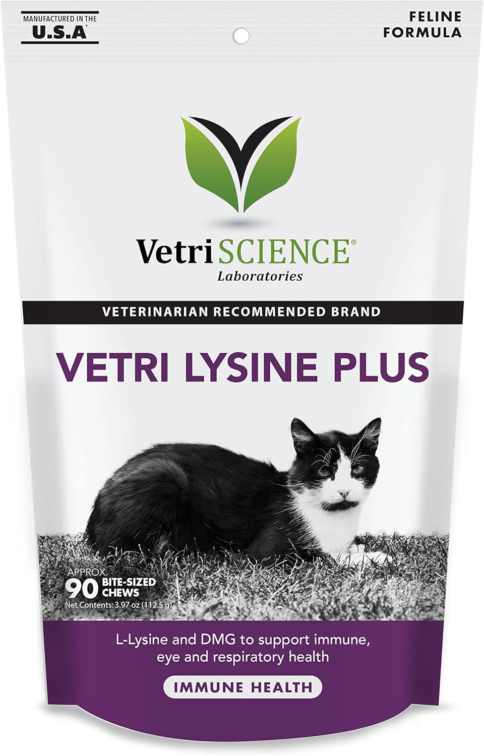 VetriScience Laboratories - Vetri Lysine Plus, Immune Support Supplement for Cats, 90 Bite Sized Chews : Pet Supplies