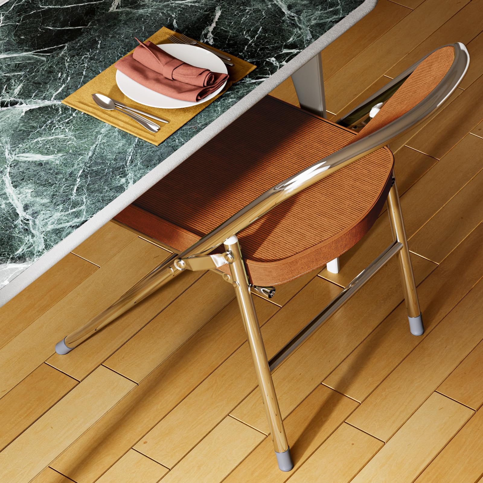 4 Chaise Pliante Chaise Visiteur Chaise Pliante rembourrée en Tissu Chaise de Salle à Manger Pliante conviennent à la Cuisine,l'intérieur, l'extérieur,Salle de conférence Rouge-Marron