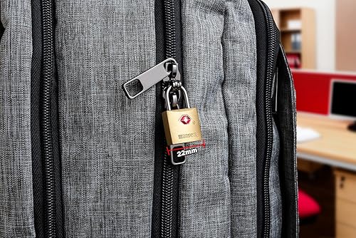 Miniatura 5 de BRINKS - Candado de viaje con llave de latón macizo aprobado por la TSA de 0.866 in, paquete de 4 - Cromado con grillete de acero endurecido,