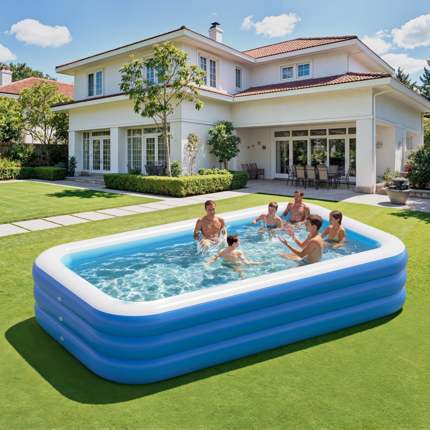 Piscina gonfiabile per adulti, piscina rettangolare per famiglie, 292,1 x 172,7 x 55,9 cm