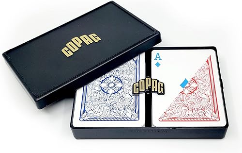 Copag Juego de cartas de juego 100% de plástico, tamaño de póquer (estándar) índice regular rojo/azul de doble cubierta