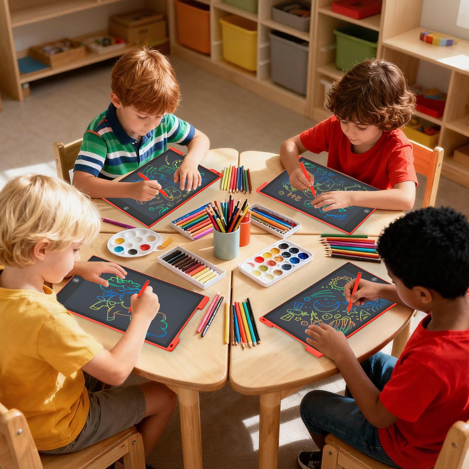 Reisespiele ab 3 4 5 6 7 8 Jahre,PINKCAT Kinderspielzeug Maltafel Zaubertafel 12 Zoll Mädchen Geschenke 1 2 3 4 5 6 7 Jahre Jungen Zeichentablett Mal Tablet Kinder LCD Schreibtafel - 5