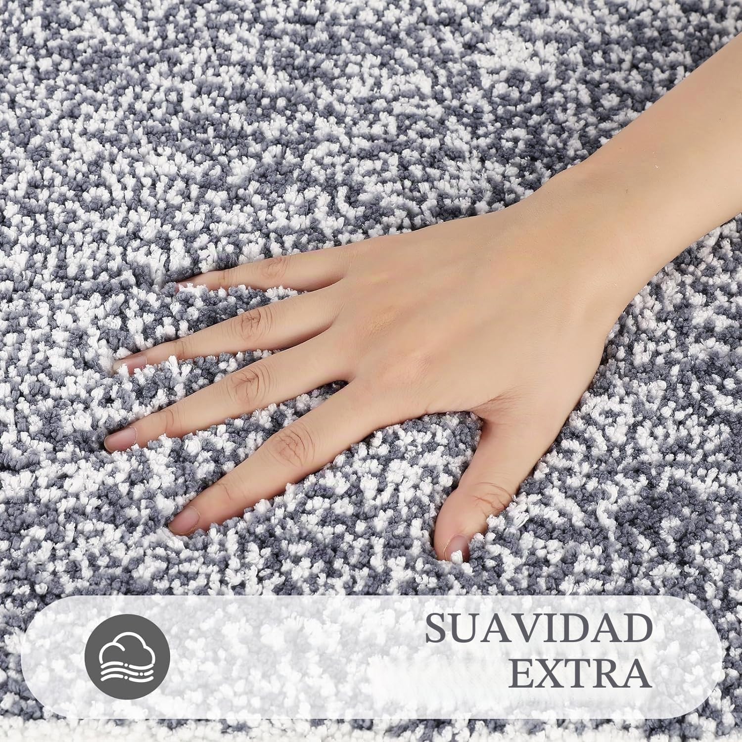 SHACOS Alfombra Baño Antideslizante, Alfombrilla Baño Microfibra Esponjosa Suave, Alfombra Baño Secado Rapido Lavable A Máquina, Apto para Ducha O Bañera, Gris, 45x65cm+U50x60cm