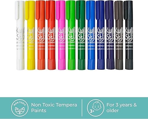 Miniatura 6 de The Pencil Grip Kwik Stix - Pinturas de témpera sólidas, bolígrafos de pintura Stix finos, secado súper rápido, 6 neón, 6 metales y 12 colores
