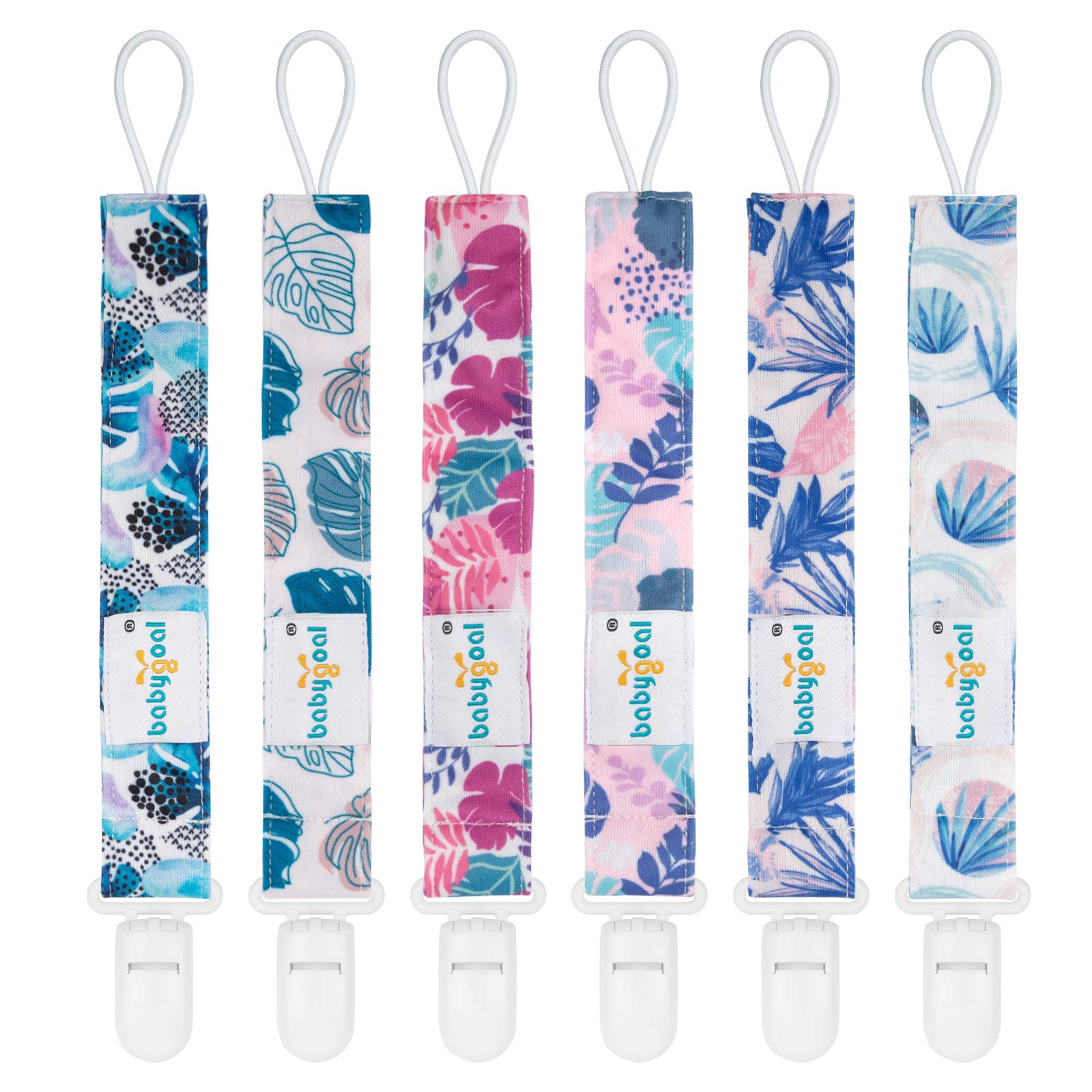 babygoal Hawaii Pacifier Clips, 6 Pack Binky Paci Holder Clips Leashes Fits for Most Baby Pacifiers and Binkies