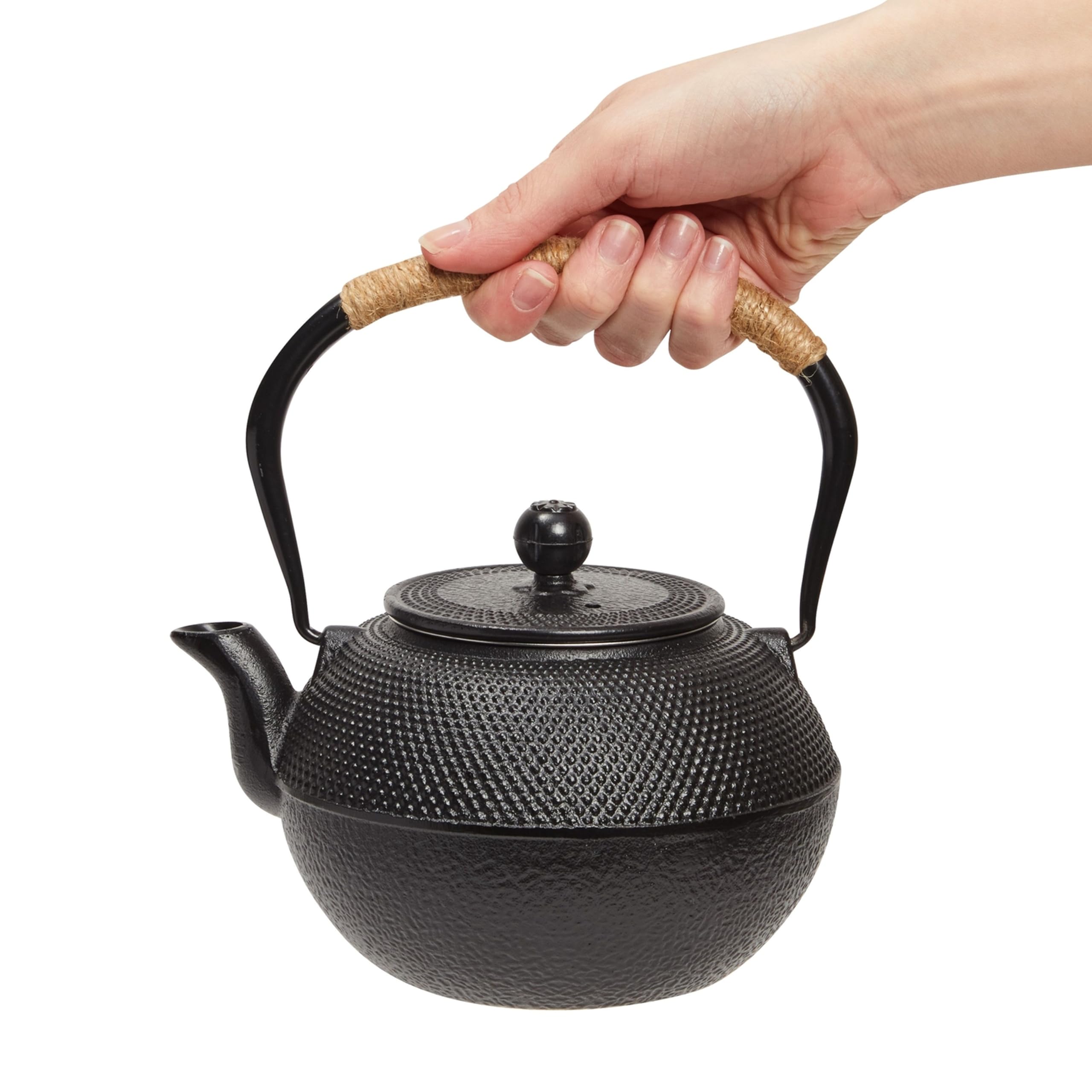 Juvale Japanisches Teeset mit Gusseisen-Teekanne (1200ml), Untersetzer und 2 Becher, Teeset im Tetsubin-Stil, Schwarz