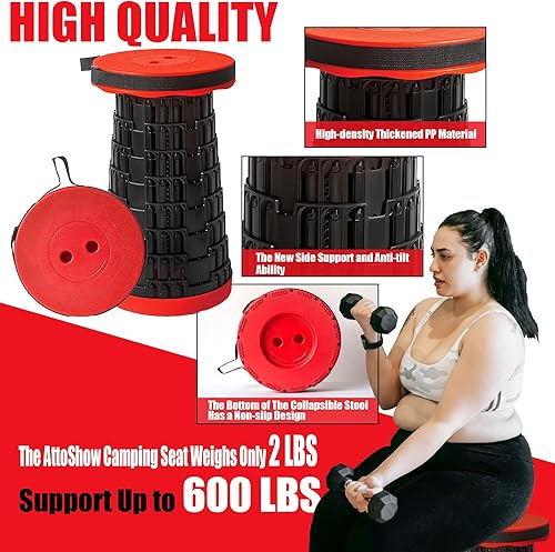 Miniatura 5 de Juego de 2 taburetes plegables mejorados 2025, taburetes plegables portátiles, silla plegable para camping, pesca, senderismo, barbacoa y