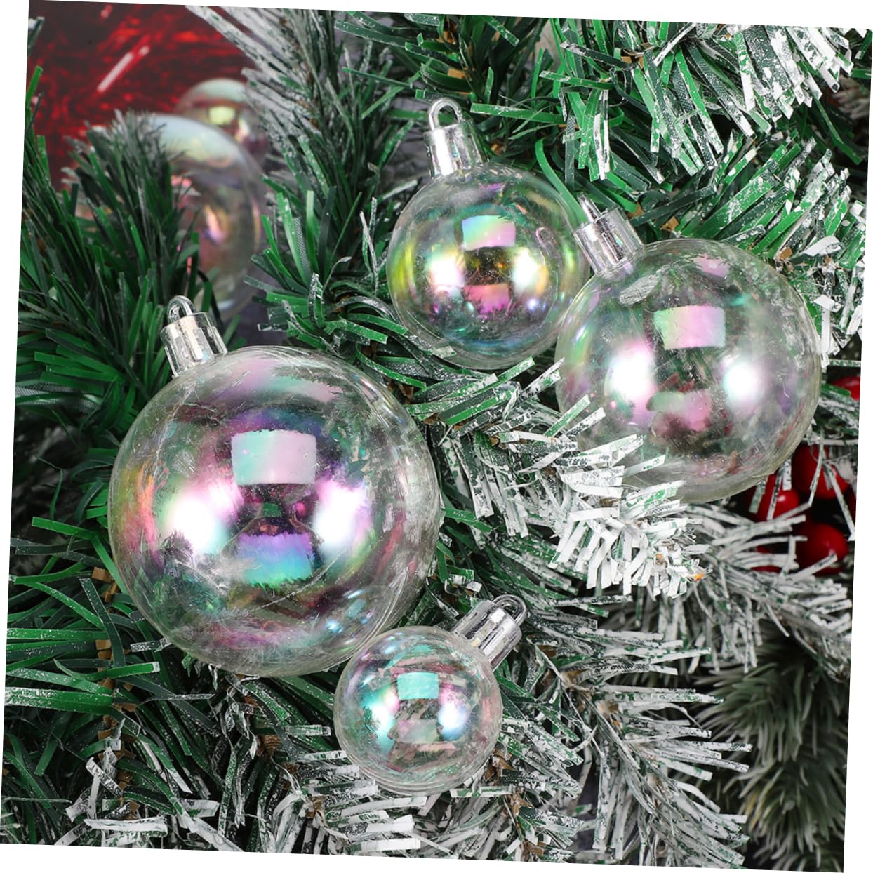 Beaupretty 40piezas Bolas Decorativas De Arcoíris para Navidad Adornos Transparentes De Bolas