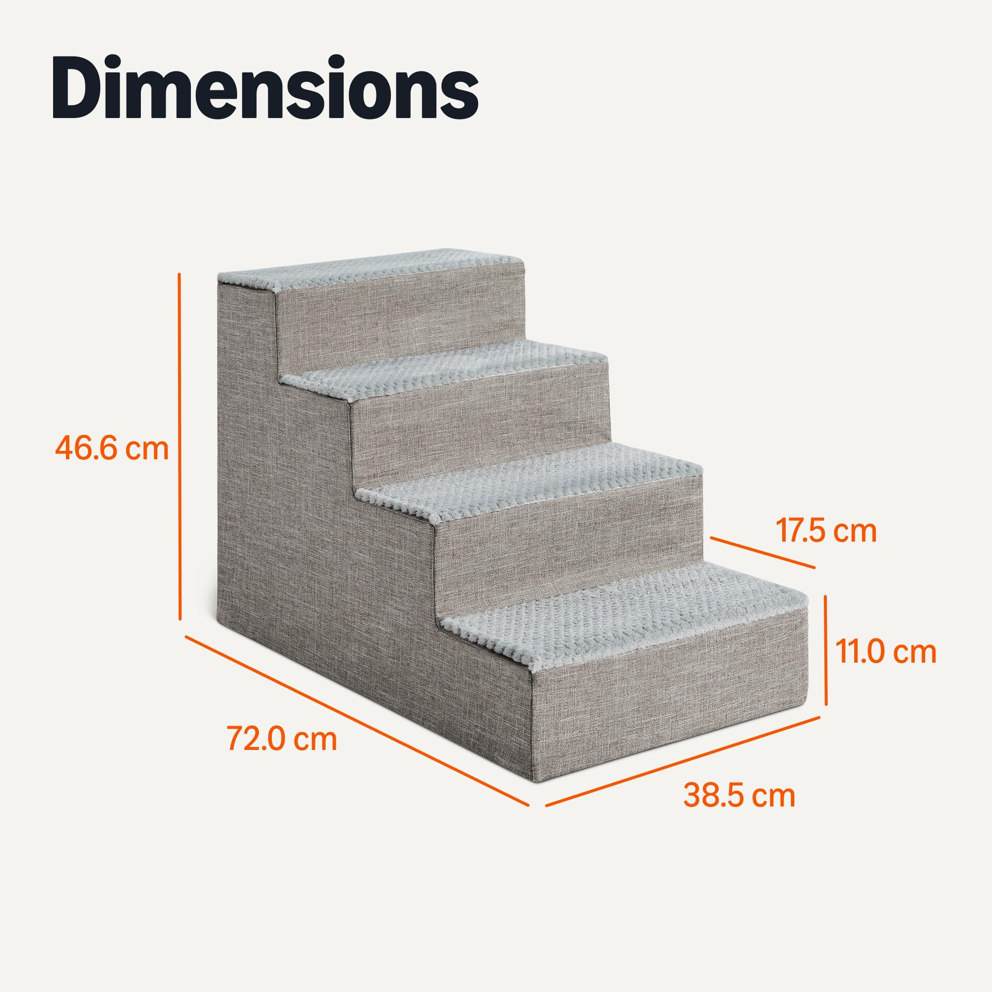Amazon Basics Marchepied à 4 Marches pour Chien, 46,7cm de Hauteur, Escalier pour Chien pour Lit et Canapé Haut, Escalier Antidérapant pour Chiens et Chats d’Intérieur, Gris