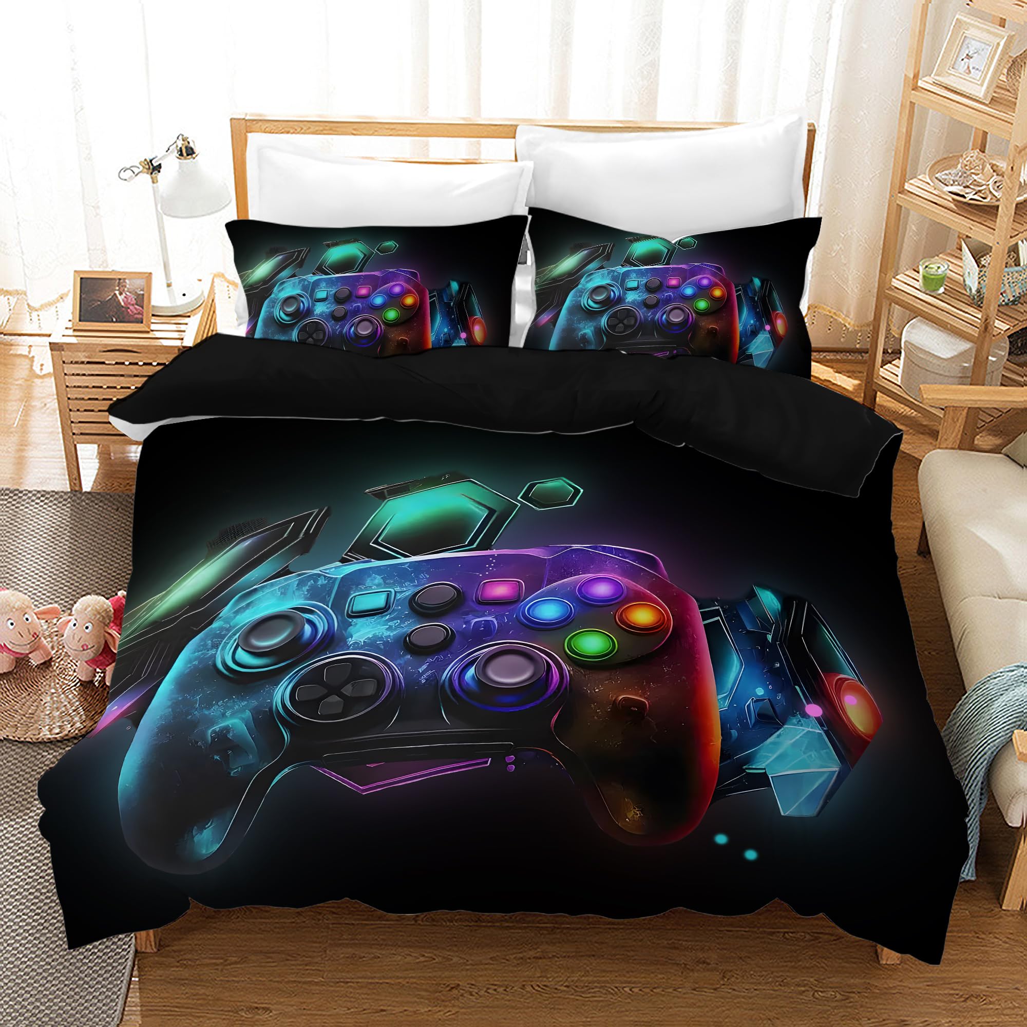 Loussiesd Gamer - Set di biancheria da letto per videogiochi, per