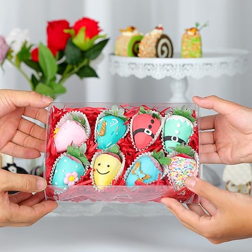 Miniatura 10 de 50 cajas de panadería de 8 x 5 x 2 pulgadas con ventana cubiertas de chocolate fresas cajas de galletas, cajas de hoz de browines, cajas de donas