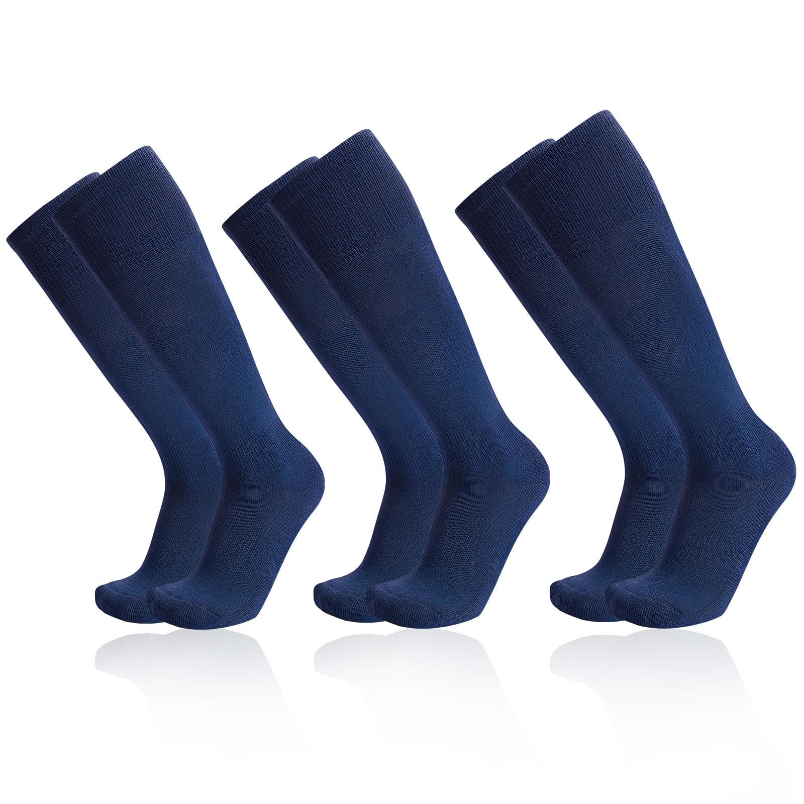 3 Pairs Youth Baseball Soccer Softball Socks for Boys Girls Knee High Sock for Men Women